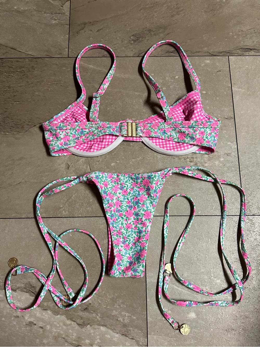 Kulani Kinis x Lounge Floral Checkered Bikini Set - Picture 6 of 6